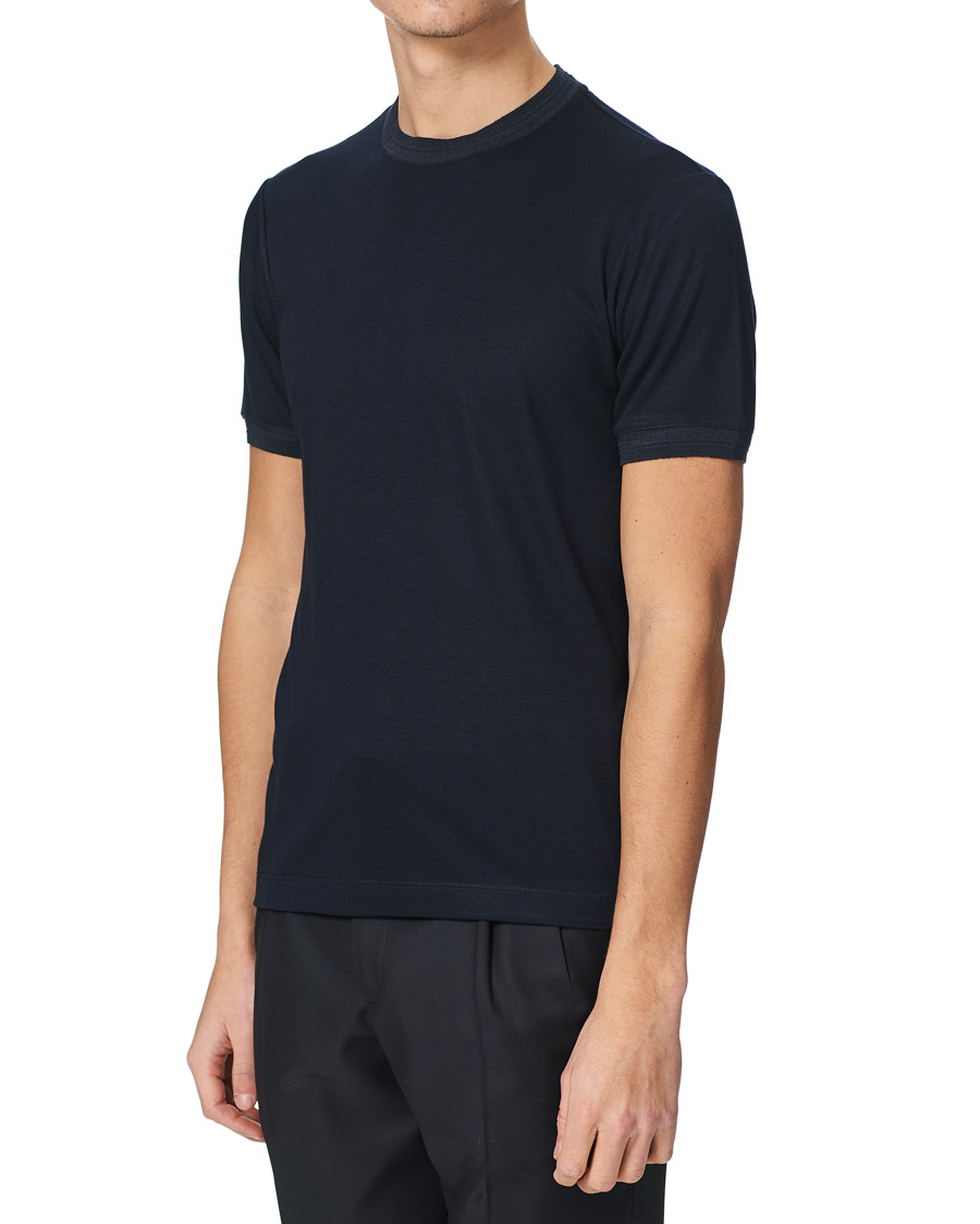 Herr | T-Shirts | Giorgio Armani | Soft Silk T-Shirt Navy