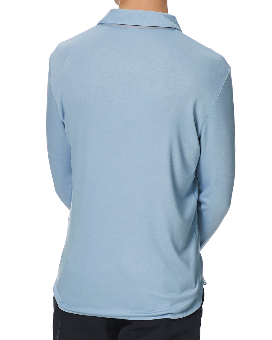Herr | Tröjor | Giorgio Armani | Silk Blend Long Sleeve Polo Light Blue