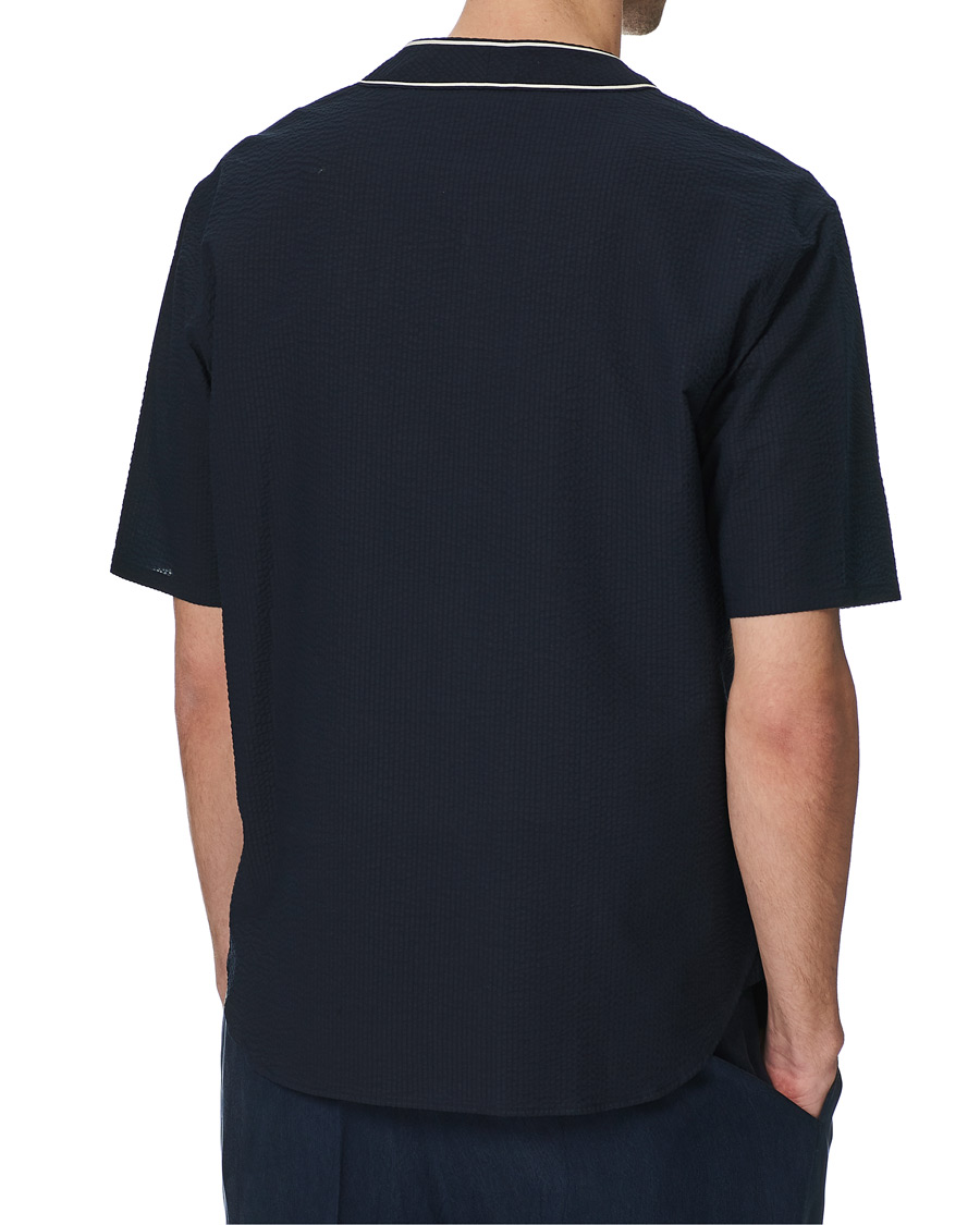 Herr | Skjortor | Giorgio Armani | Short Sleeve Seersucker Guru Shirt Navy