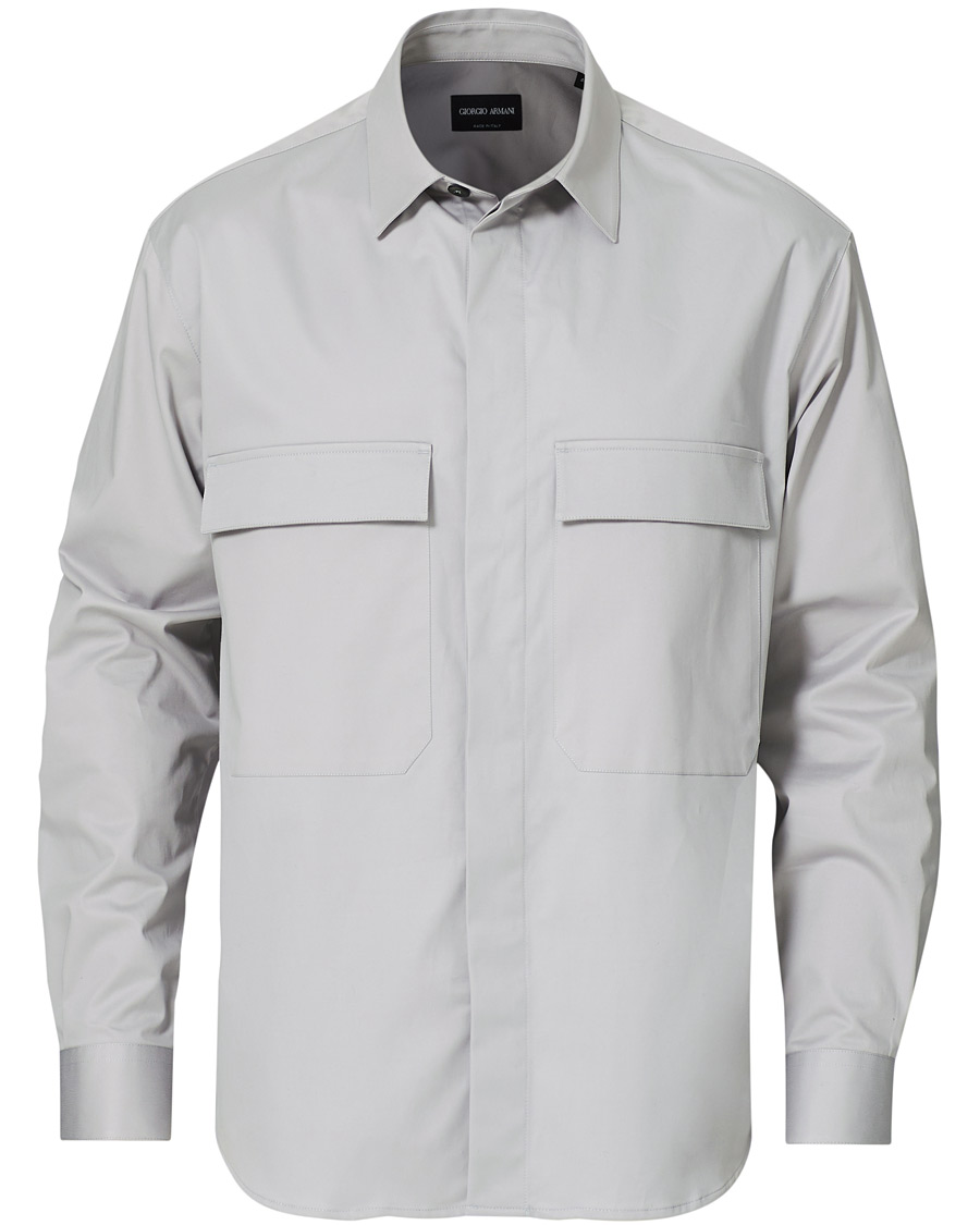 Herr | Skjortor | Giorgio Armani | Cotton Overshirt Light Grey