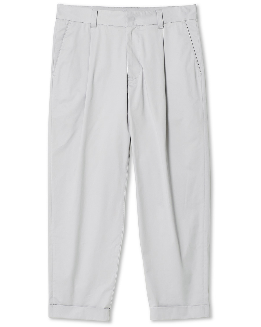 Herr | Byxor | Giorgio Armani | Tapered Cotton Trousers Light Grey