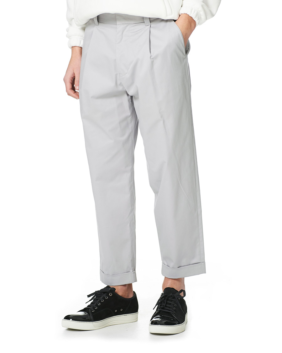 Herr | Byxor | Giorgio Armani | Tapered Cotton Trousers Light Grey