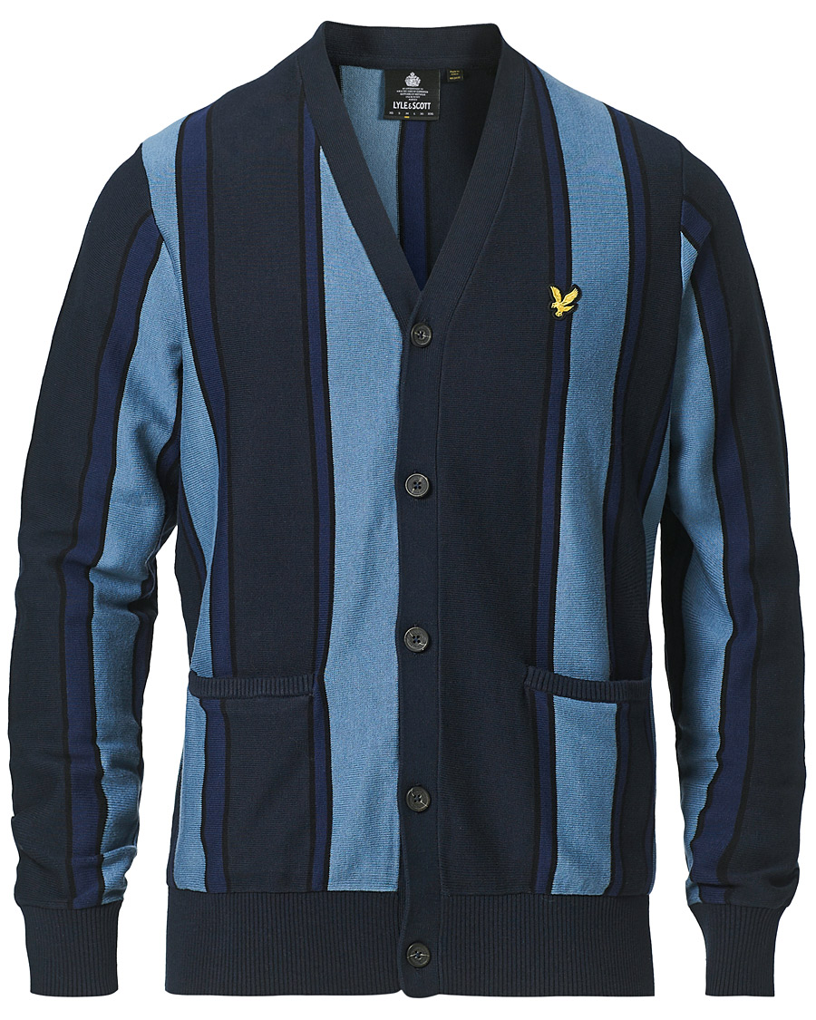Herr | Tröjor | Lyle & Scott | Stripe Cardigan Slate Blue/Navy