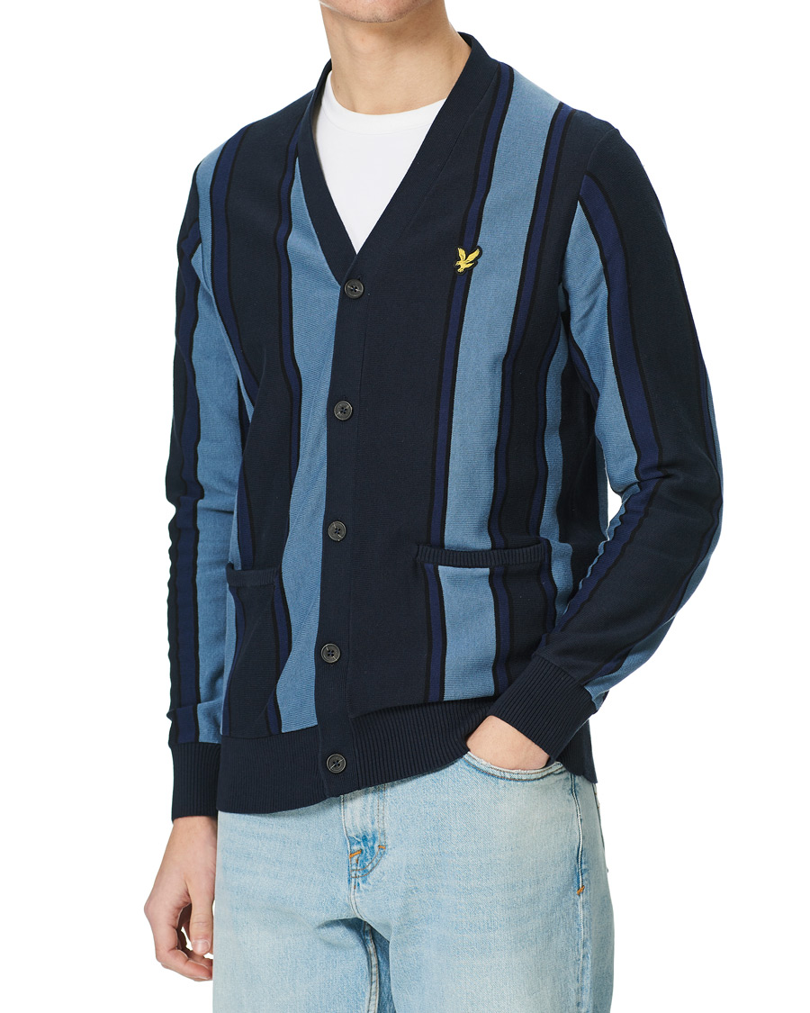 Herr | Tröjor | Lyle & Scott | Stripe Cardigan Slate Blue/Navy