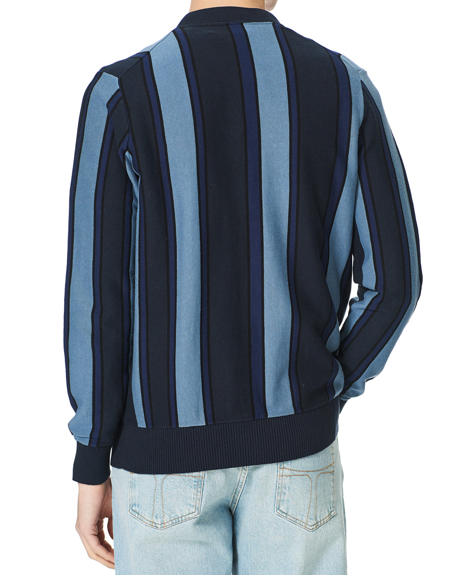 Herr | Tröjor | Lyle & Scott | Stripe Cardigan Slate Blue/Navy