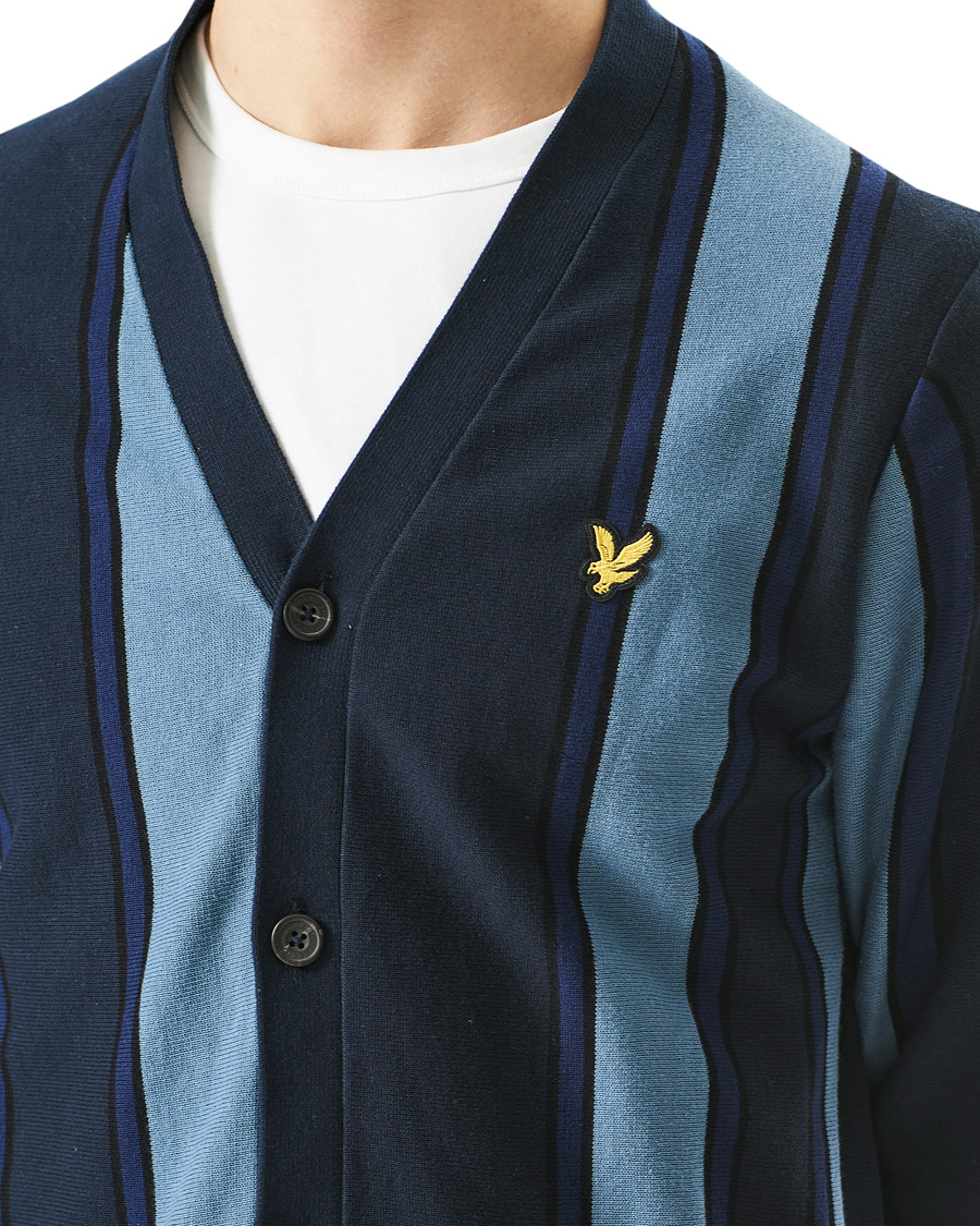 Herr | Tröjor | Lyle & Scott | Stripe Cardigan Slate Blue/Navy