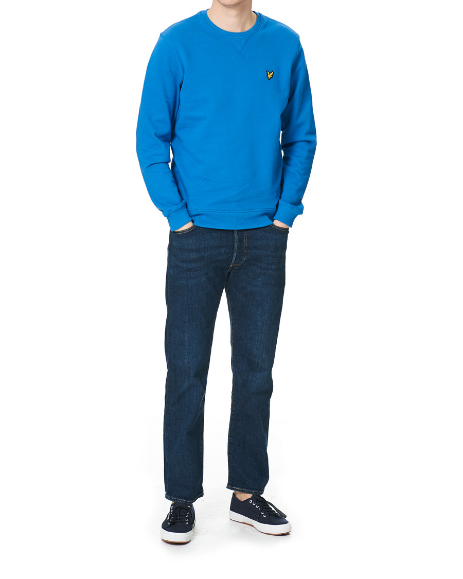 Herr | Tröjor | Lyle & Scott | Crew Neck Organic Cotton Sweatshirt Spring Blue