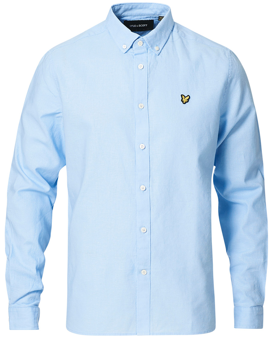 Herr | Skjortor | Lyle & Scott | Linen/Cotton Shirt Light Blue