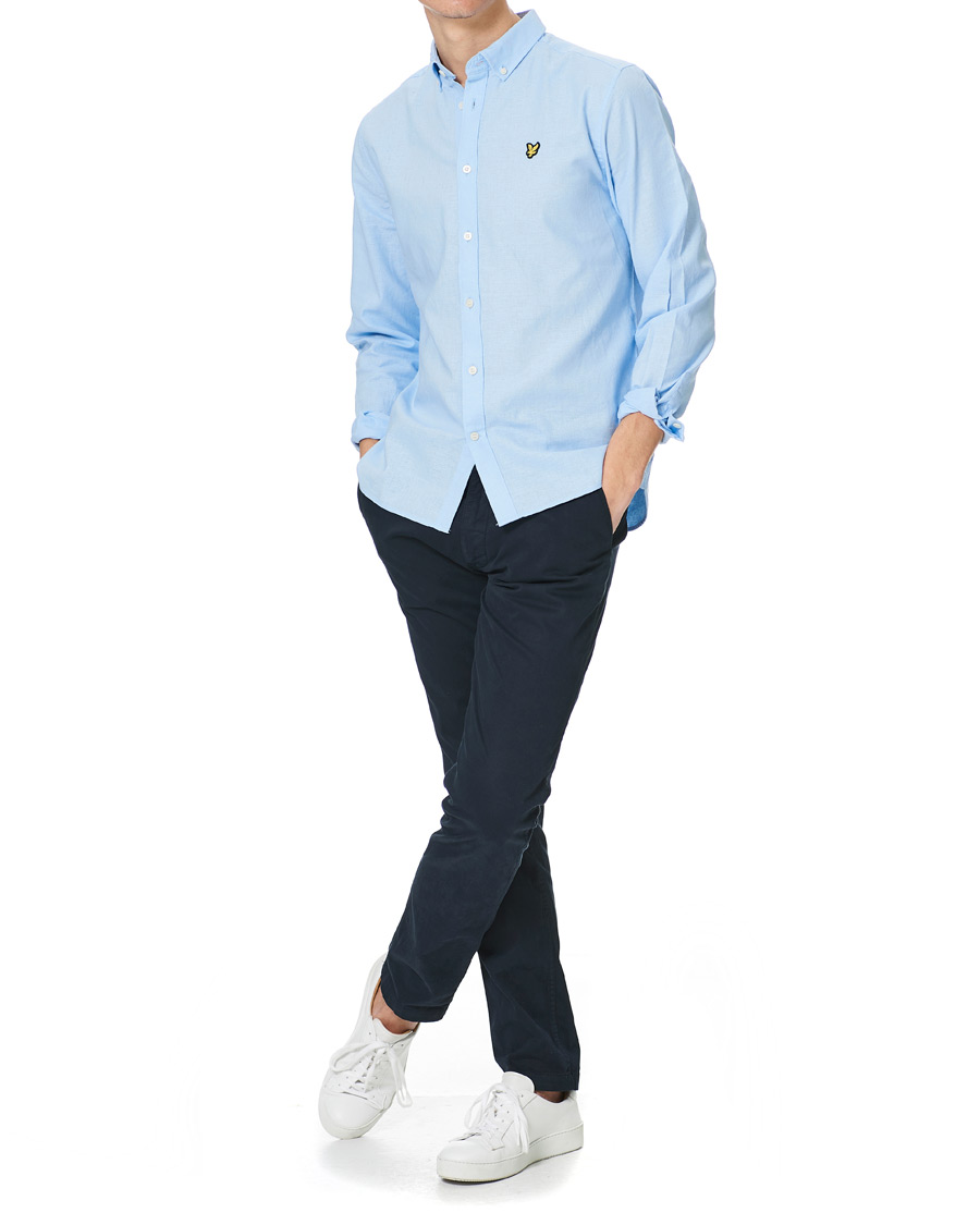 Herr | Skjortor | Lyle & Scott | Linen/Cotton Shirt Light Blue