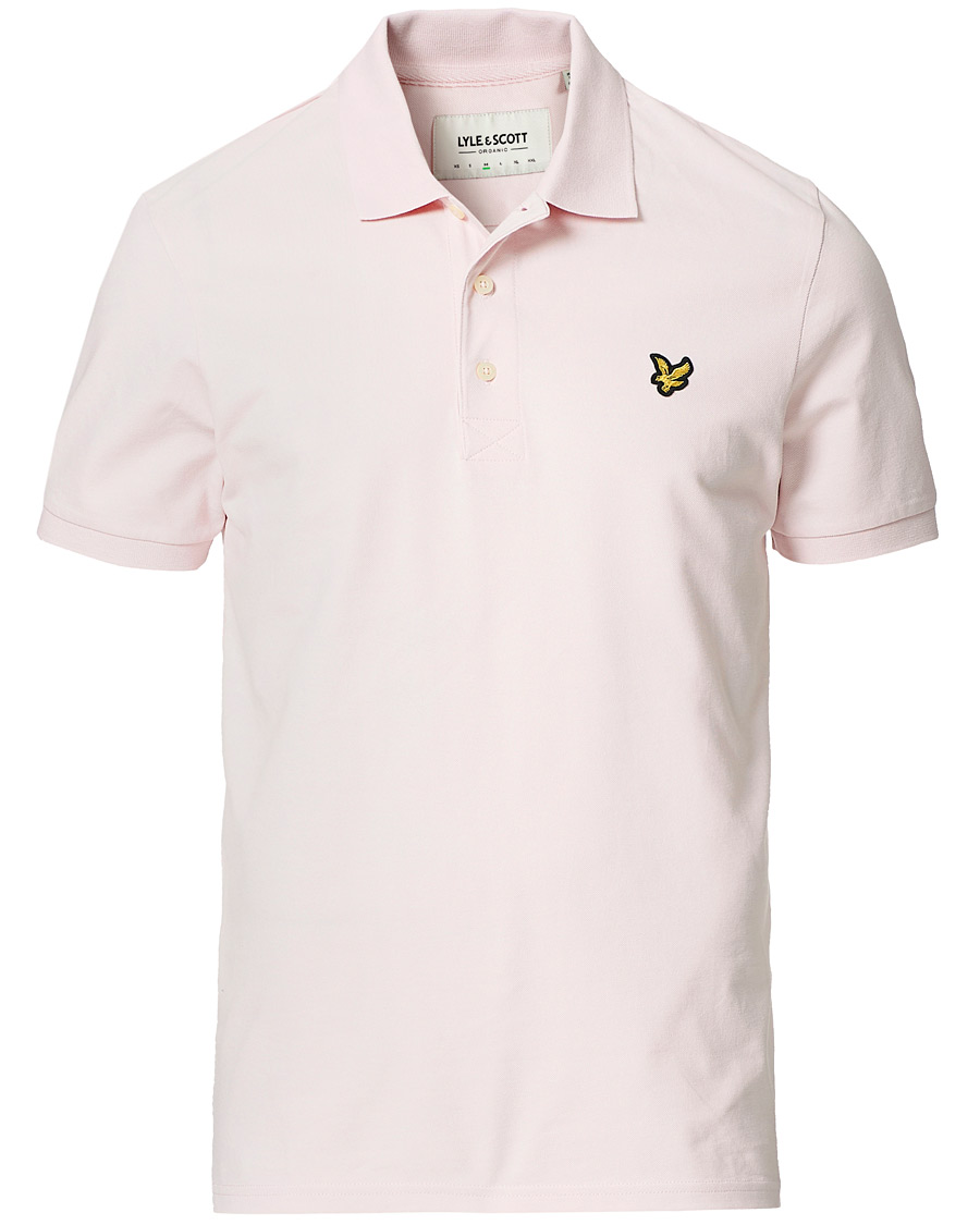Herr | Pikéer | Lyle & Scott | Plain Organic Cotton Pique Polo Shirt Light Pink