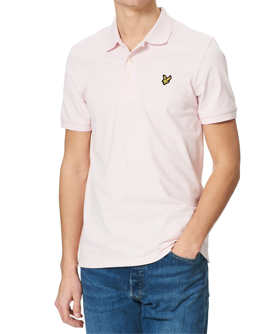 Herr | Pikéer | Lyle & Scott | Plain Organic Cotton Pique Polo Shirt Light Pink