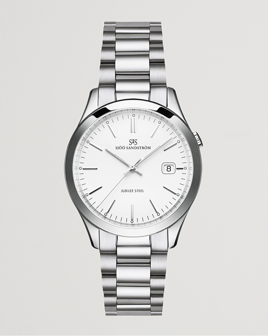 Herr | Sjöö Sandström Jubilee Steel Quartz 40mm White/Steel | Sjöö Sandström | Jubilee Steel Quartz 40mm White/Steel