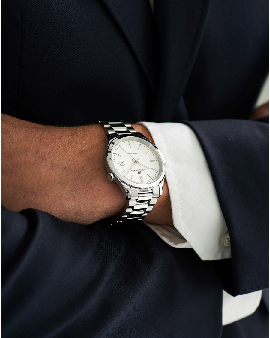 Herr | Sjöö Sandström Jubilee Steel Quartz 40mm White/Steel | Sjöö Sandström | Jubilee Steel Quartz 40mm White/Steel