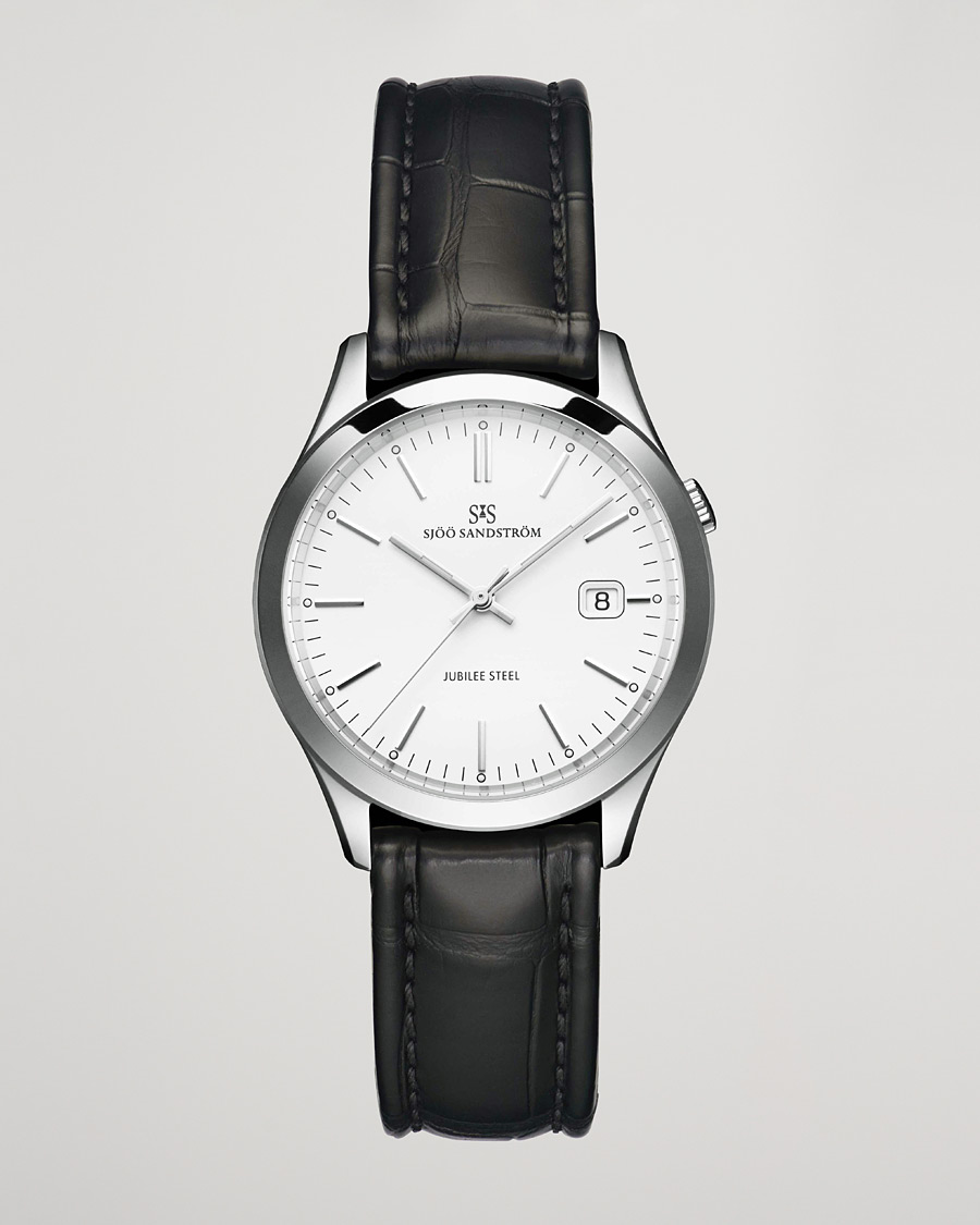 Herr | Sjöö Sandström Jubilee Steel Quartz 40mm White/Black Calf | Sjöö Sandström | Jubilee Steel Quartz 40mm White/Black Calf