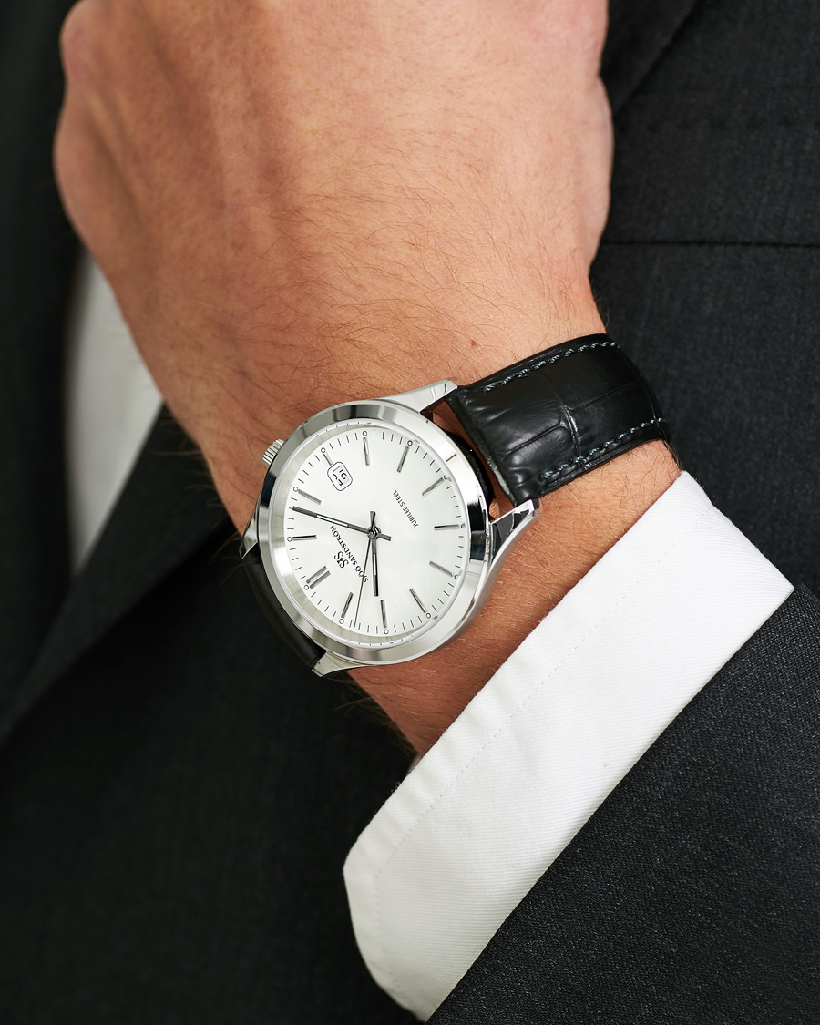 Herr | Sjöö Sandström Jubilee Steel Quartz 40mm White/Black Calf | Sjöö Sandström | Jubilee Steel Quartz 40mm White/Black Calf