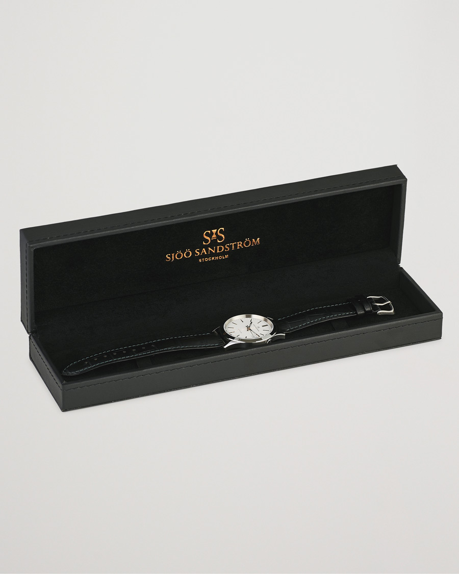 Herr | Sjöö Sandström Jubilee Steel Quartz 40mm White/Black Calf | Sjöö Sandström | Jubilee Steel Quartz 40mm White/Black Calf