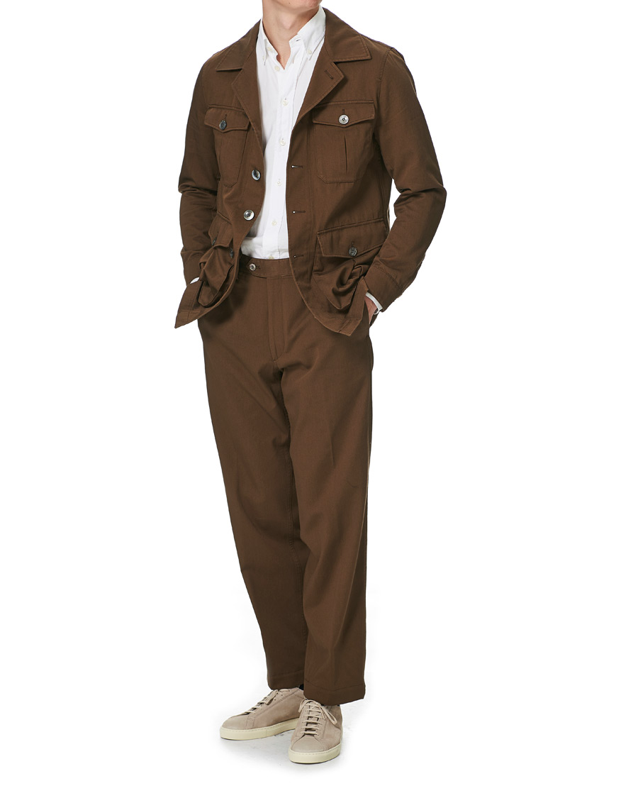 Herr | Skjortor | Oscar Jacobson | Westwood Washed Cotton Shirt Jacket Army Brown