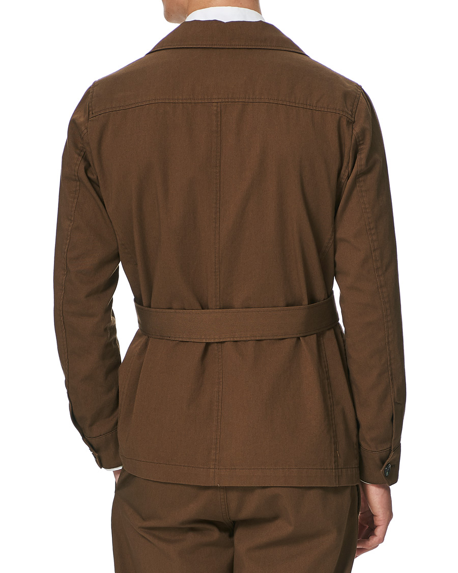 Herr | Skjortor | Oscar Jacobson | Westwood Washed Cotton Shirt Jacket Army Brown