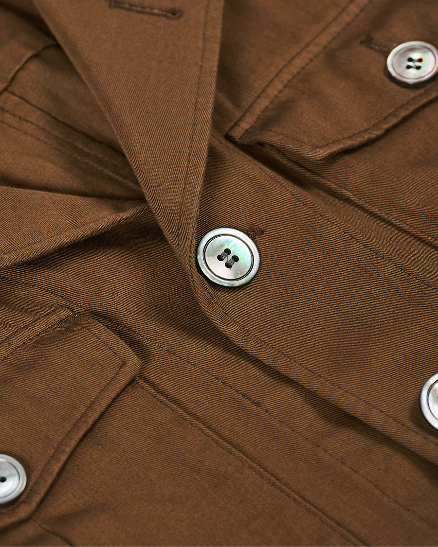 Herr | Skjortor | Oscar Jacobson | Westwood Washed Cotton Shirt Jacket Army Brown