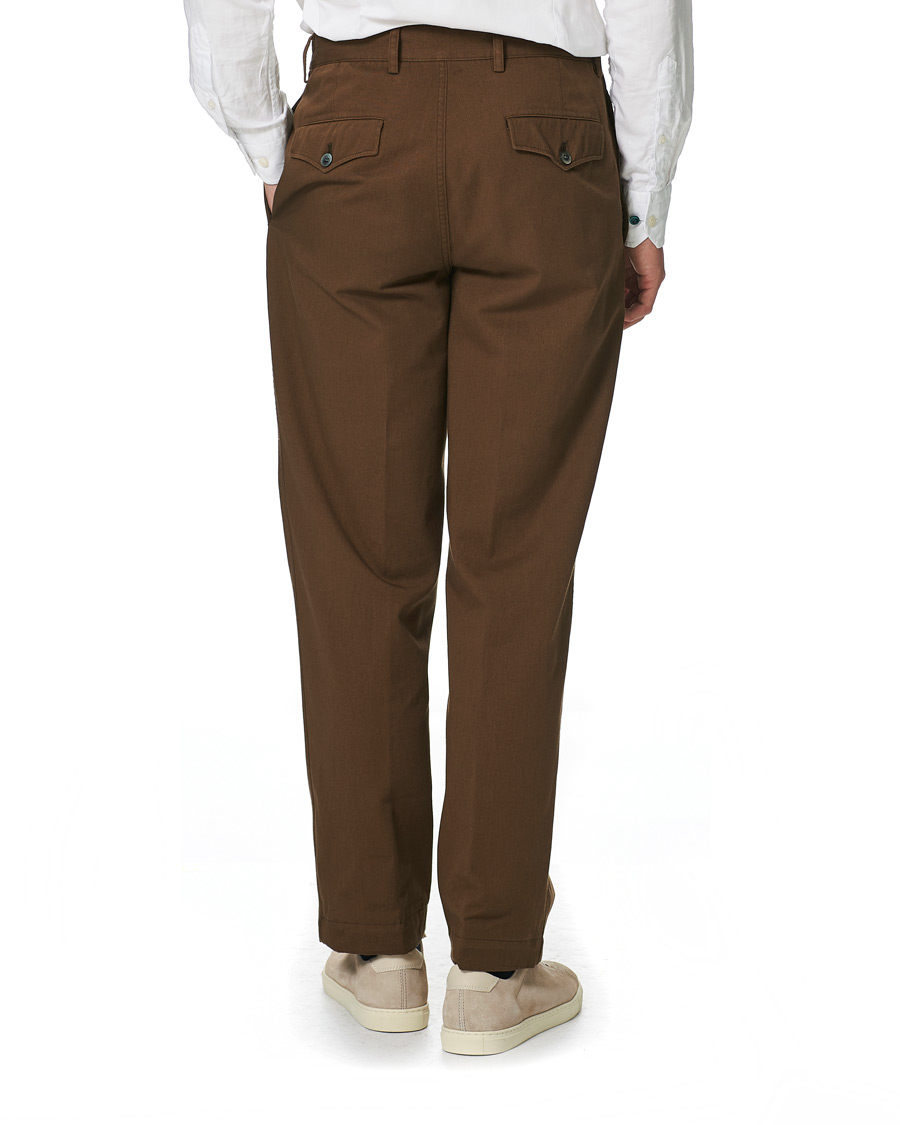 Herr | Byxor | Oscar Jacobson | Tanker Washed Cotton Trousers Army Brown