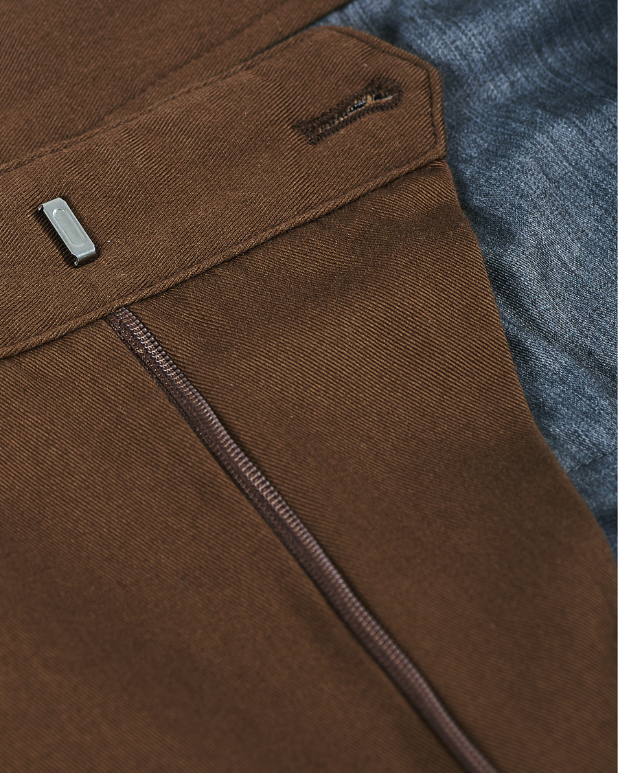 Herr | Byxor | Oscar Jacobson | Tanker Washed Cotton Trousers Army Brown
