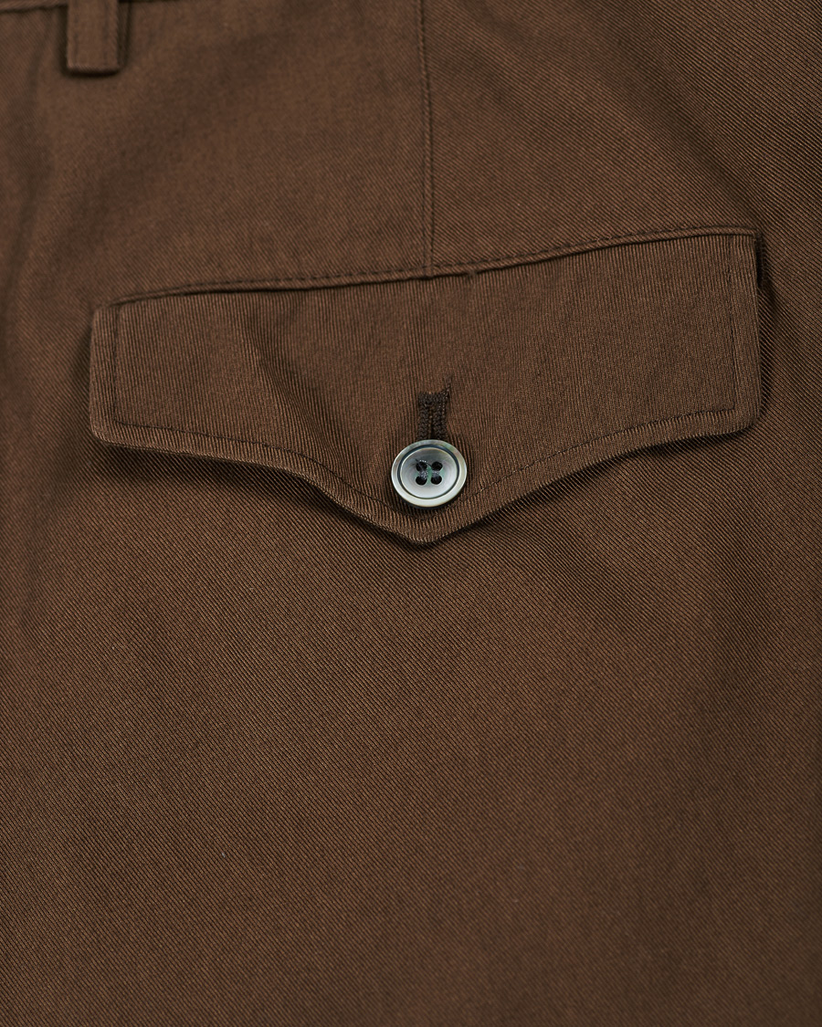 Herr | Byxor | Oscar Jacobson | Tanker Washed Cotton Trousers Army Brown
