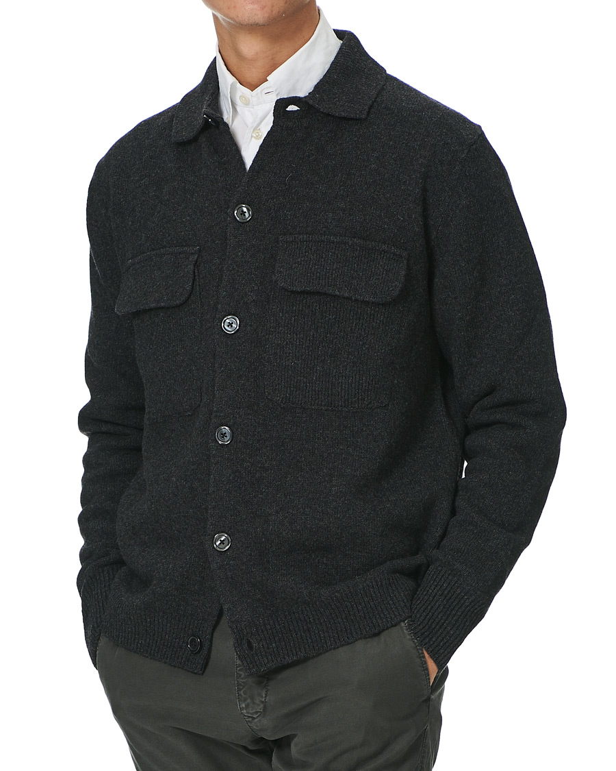 Herr | Tröjor | Oscar Jacobson | Logan Wool Cardigan Charcoal