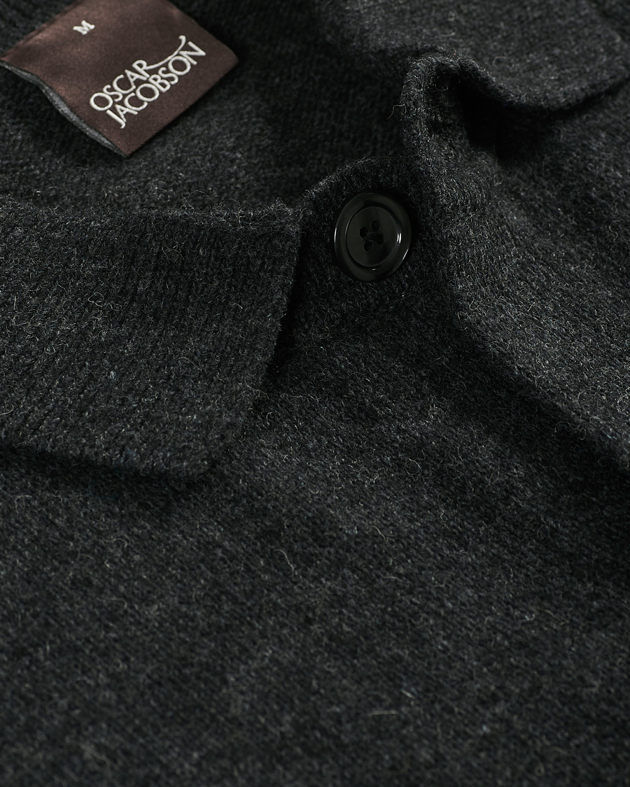 Herr | Tröjor | Oscar Jacobson | Logan Wool Cardigan Charcoal