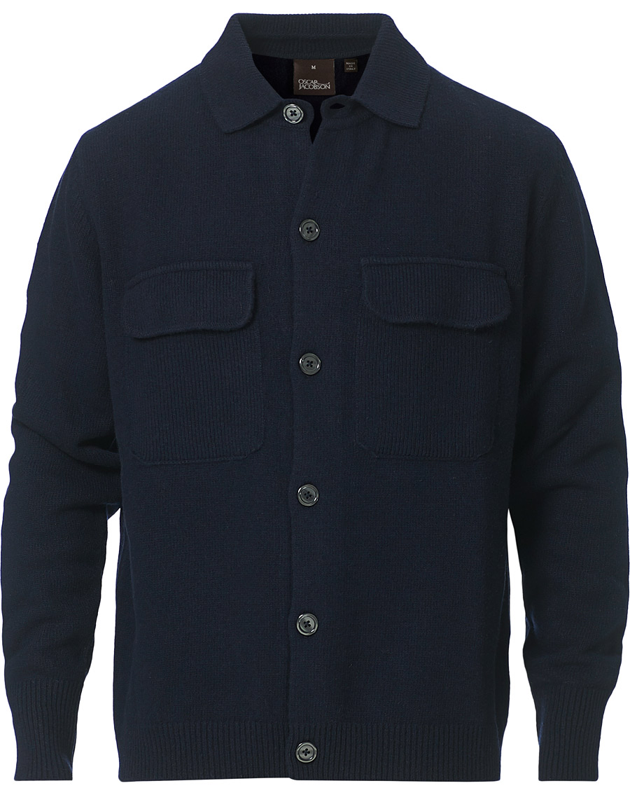Herr | Tröjor | Oscar Jacobson | Logan Wool Cardigan Navy