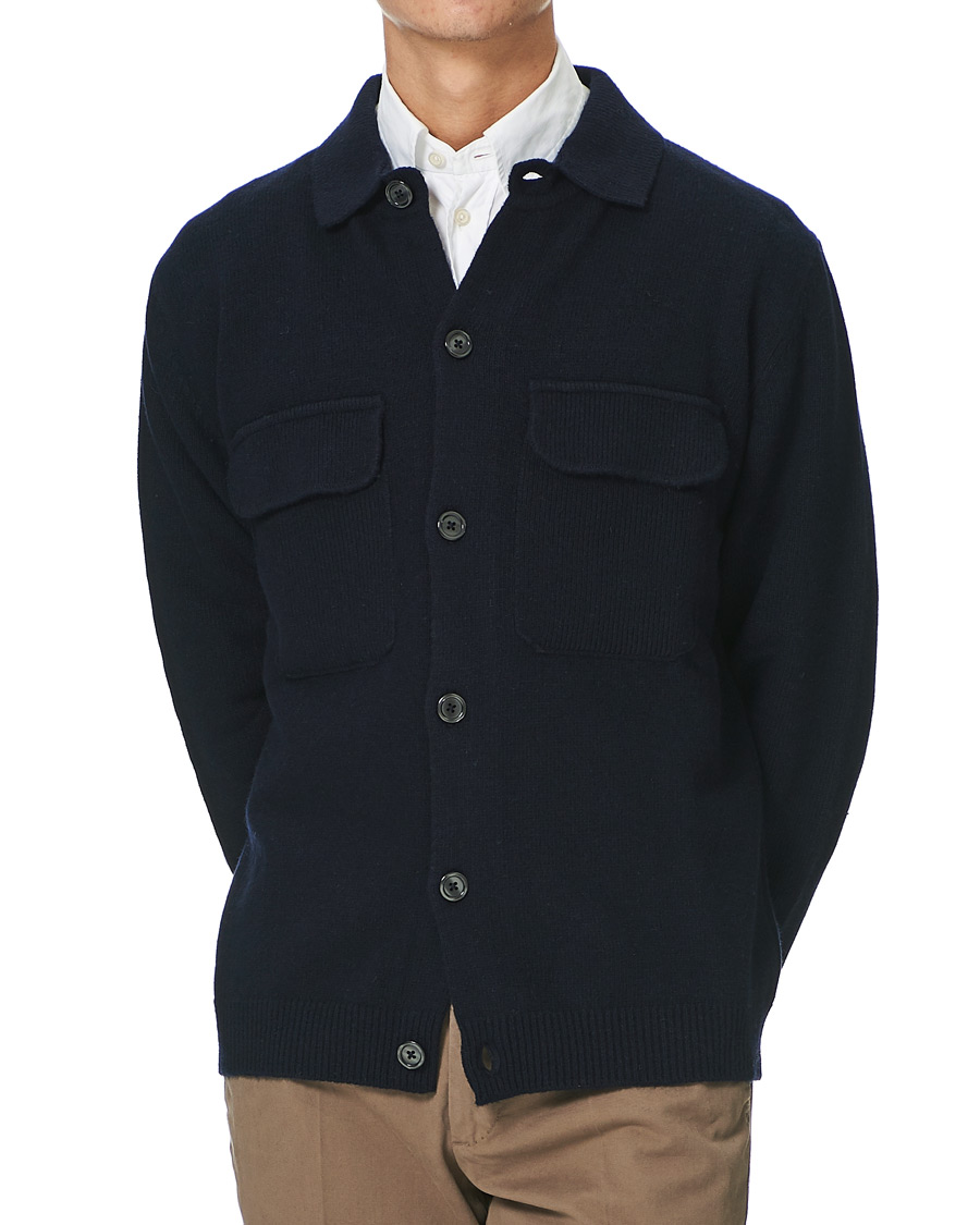 Herr | Tröjor | Oscar Jacobson | Logan Wool Cardigan Navy