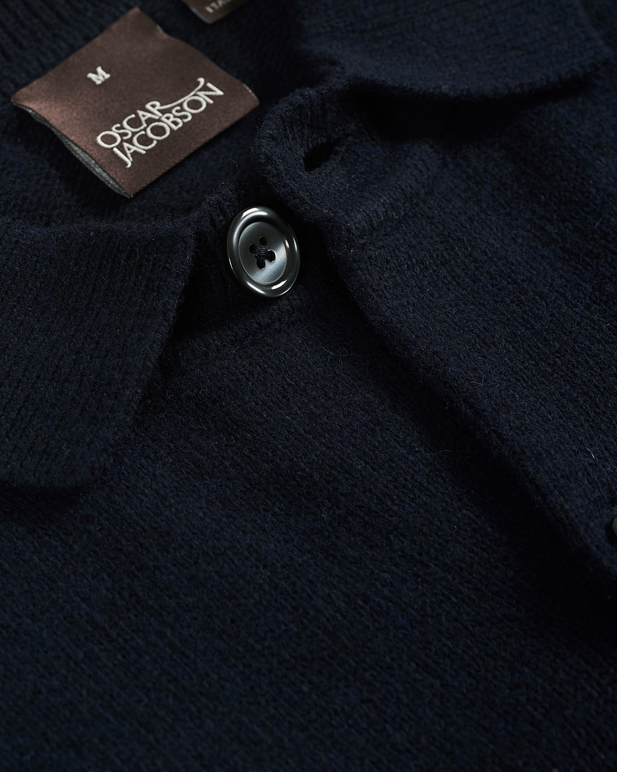 Herr | Tröjor | Oscar Jacobson | Logan Wool Cardigan Navy