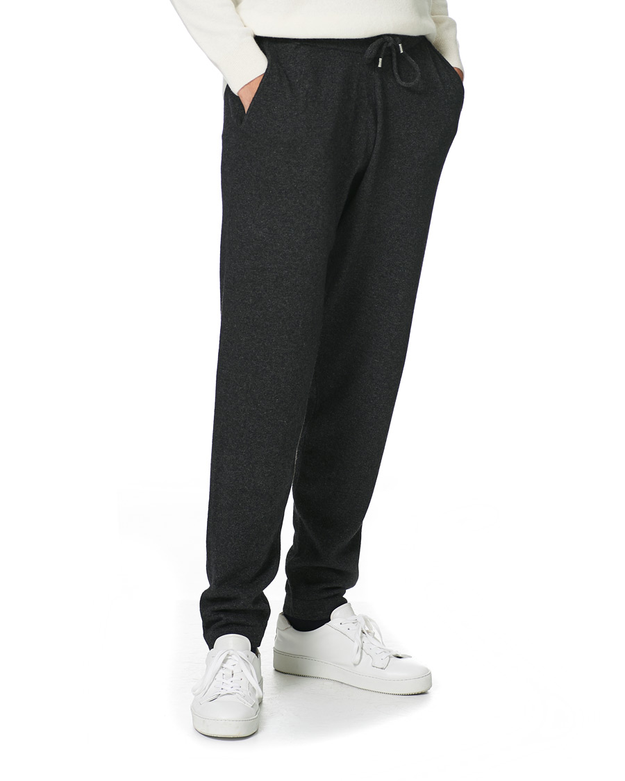 Herr | Byxor | Oscar Jacobson | Parson Wool/Cashmere Sweatpants Charcoal