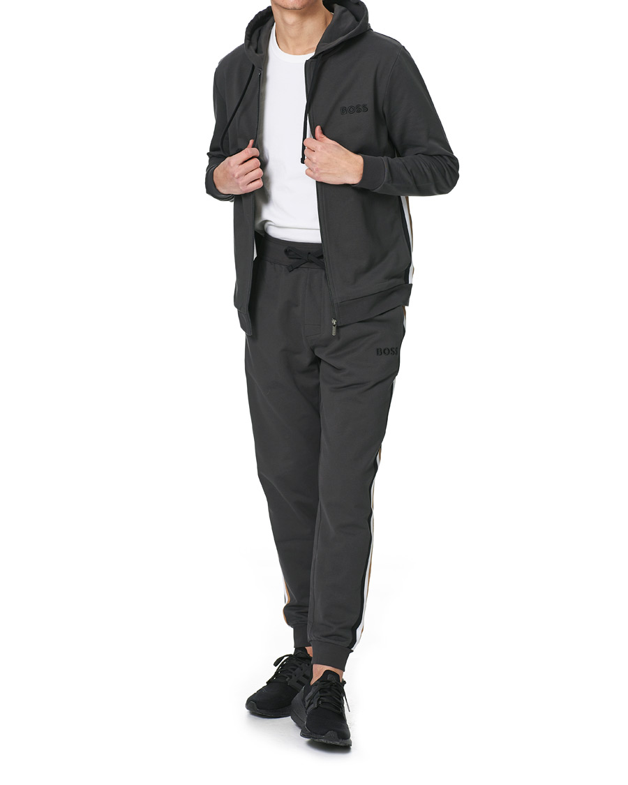 Herr | Tröjor | BOSS BLACK | BOSS Heritage Tracksuit Full-Zip Hoodie Dark Grey