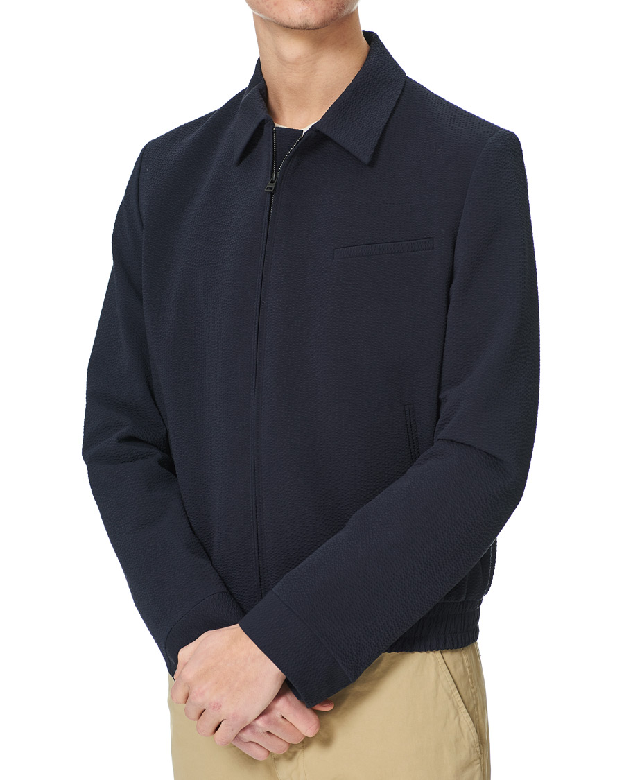 Herr | Jackor | HUGO | Hellis Seersucker Bomber Jacket Dark Blue
