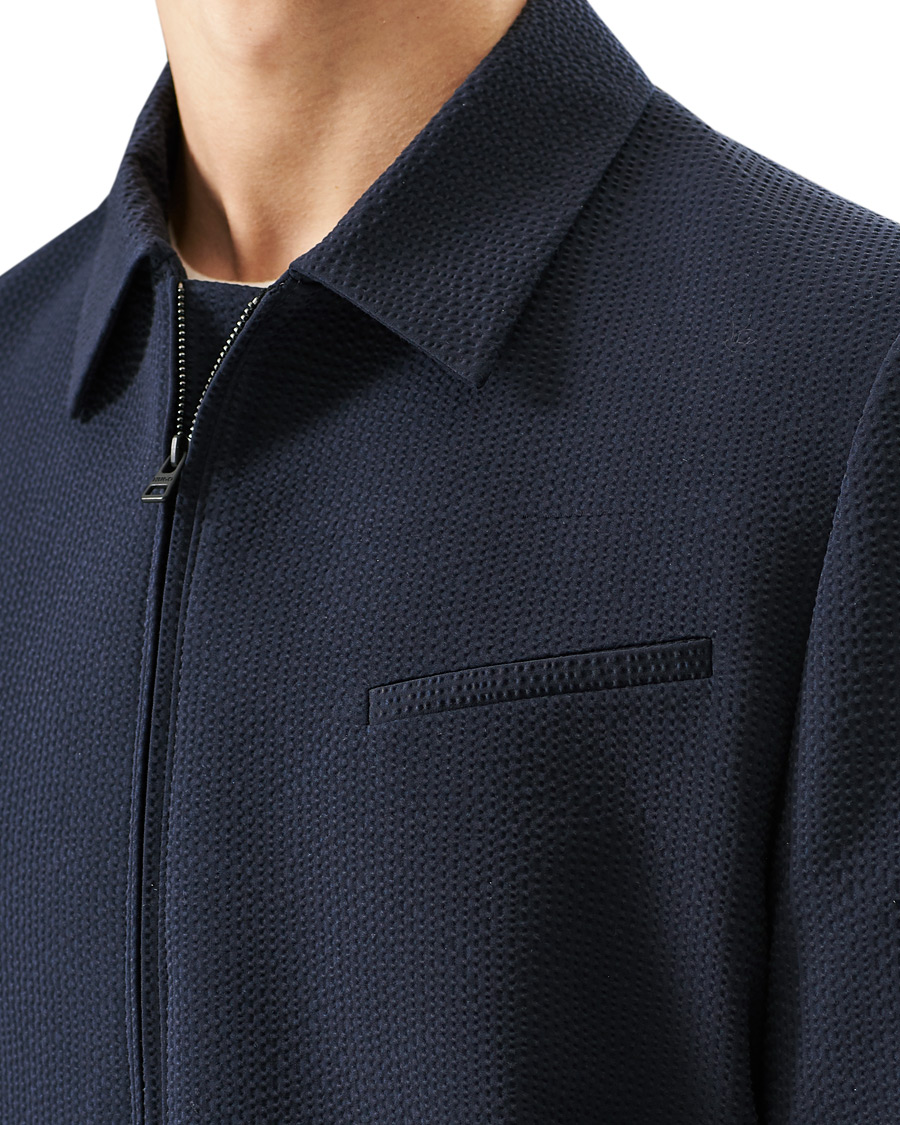Herr | Jackor | HUGO | Hellis Seersucker Bomber Jacket Dark Blue