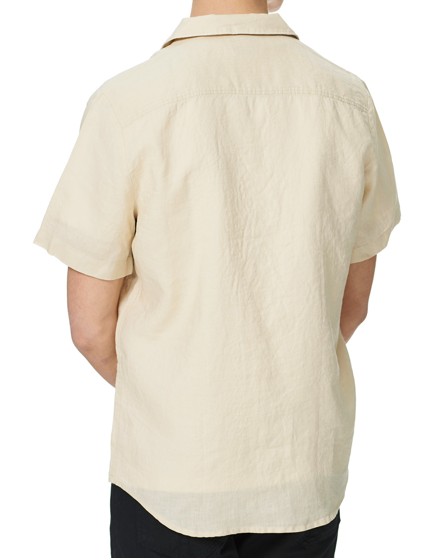 Herr | Skjortor | HUGO | Ellino Linen Resort Collar Short Sleeve Shirt Light Beige
