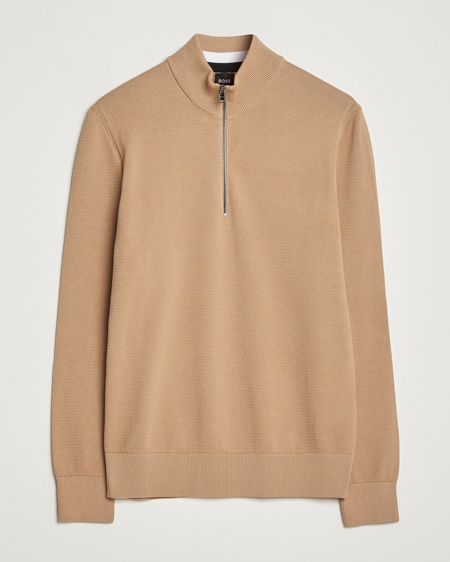 Herr | Tröjor | BOSS BLACK | Ebrando Half-Zip Medium Beige