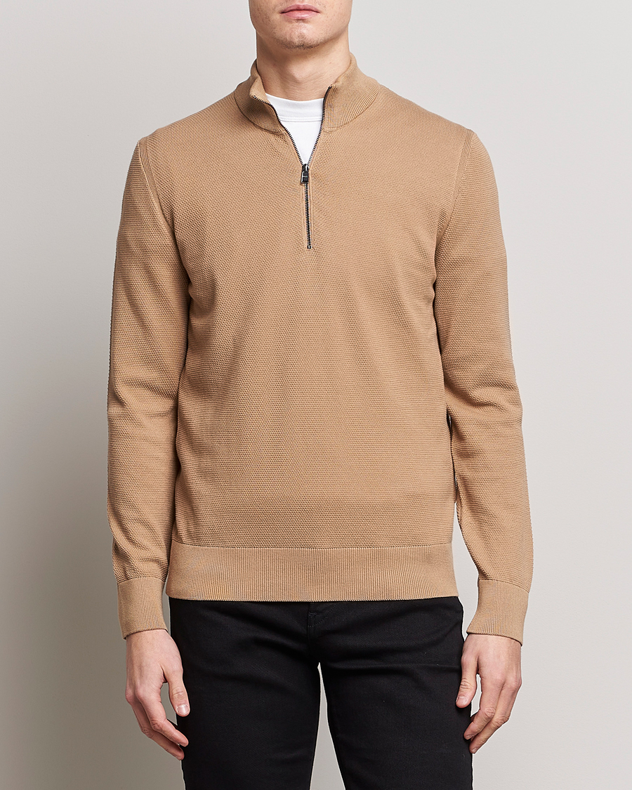 Herr | Tröjor | BOSS BLACK | Ebrando Half-Zip Medium Beige