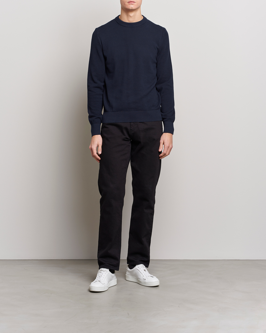 Herr | Tröjor | BOSS BLACK | Ecaio Knitted Structured Sweater Dark Blue