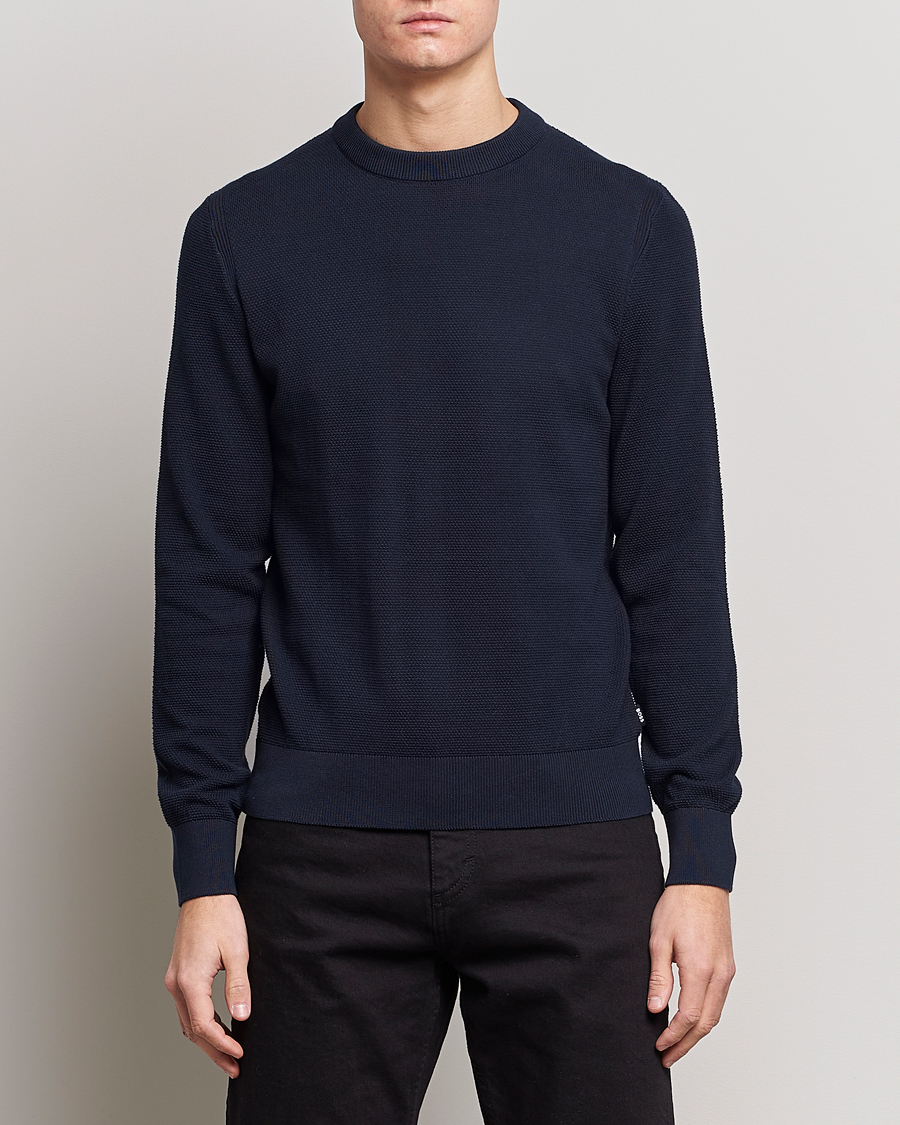 Herr | BOSS | BOSS | Ecaio Knitted Structured Sweater Dark Blue
