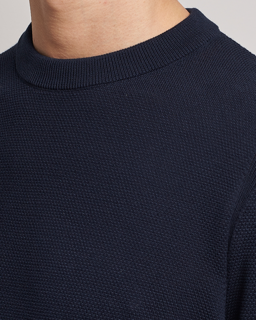 Herr | Tröjor | BOSS BLACK | Ecaio Knitted Structured Sweater Dark Blue