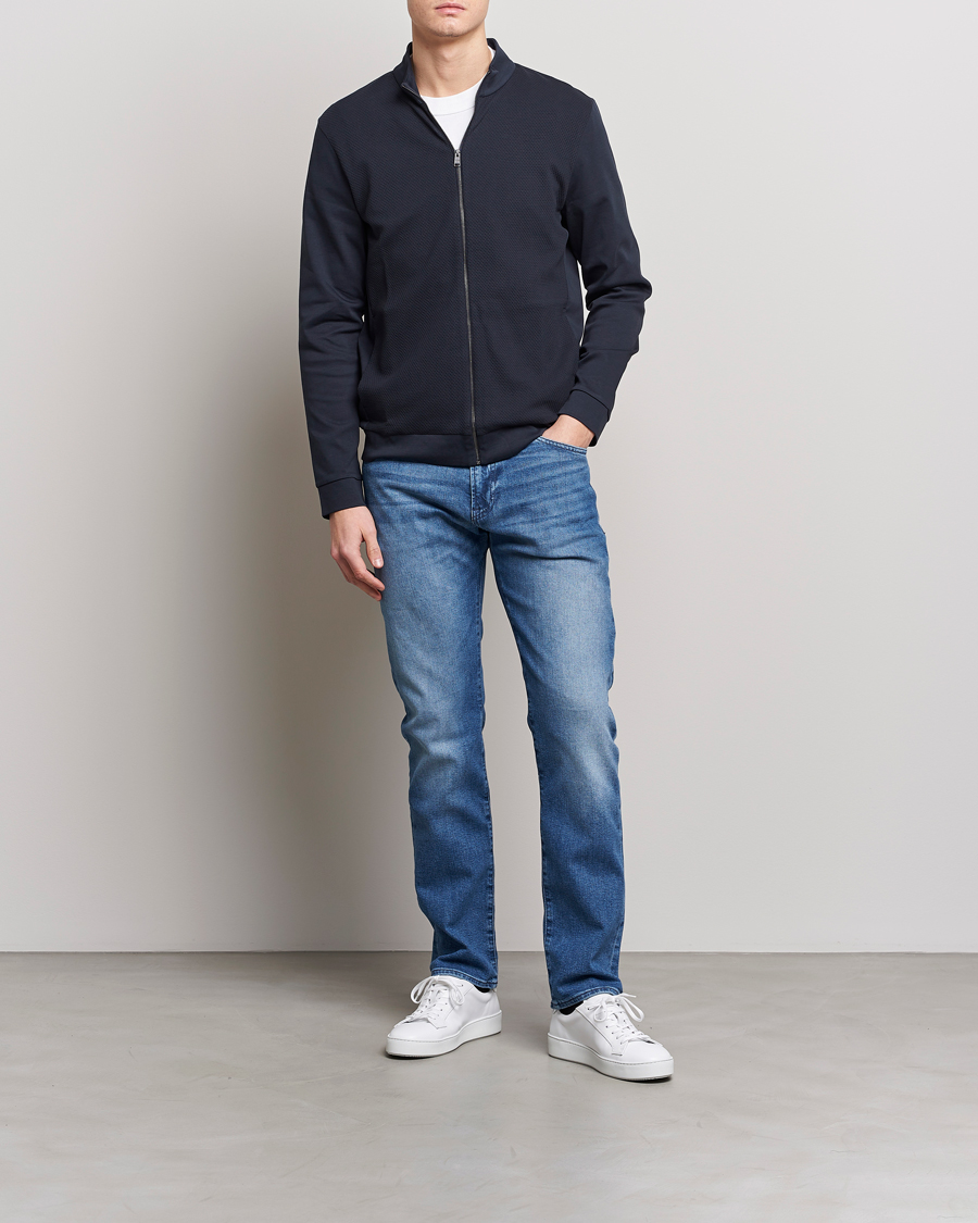 Herr | Tröjor | BOSS BLACK | Skiles Knitted Full-Zip Sweater Dark Blue
