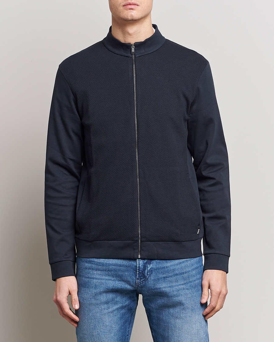Herr | Kläder | BOSS BLACK | Skiles Knitted Full-Zip Sweater Dark Blue