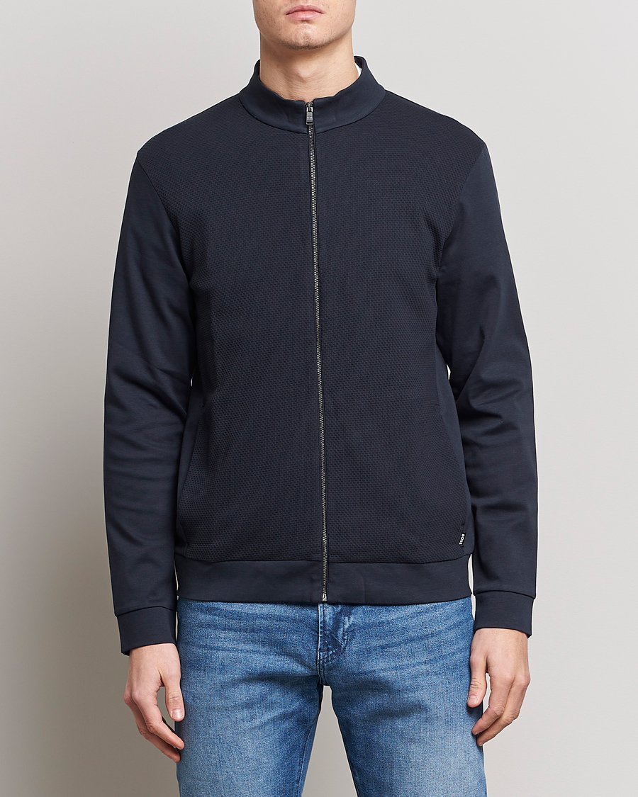 Herr | BOSS | BOSS BLACK | Skiles Knitted Full-Zip Sweater Dark Blue