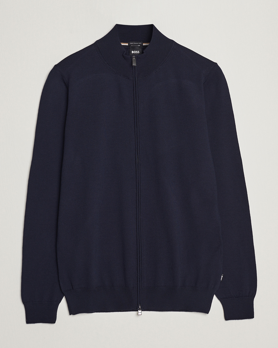 Herr | Tröjor | BOSS BLACK | Balonso Full-Zip Sweater Dark Blue