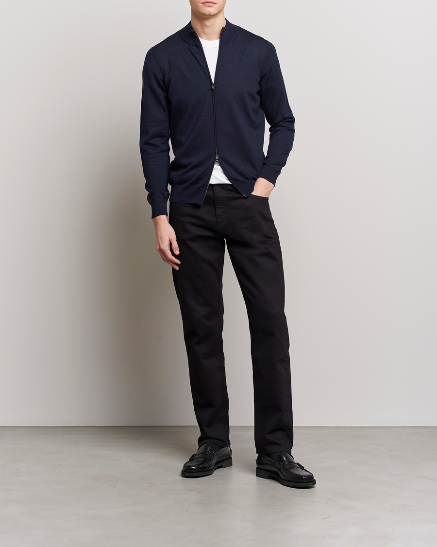 Herr | Tröjor | BOSS BLACK | Balonso Full-Zip Sweater Dark Blue