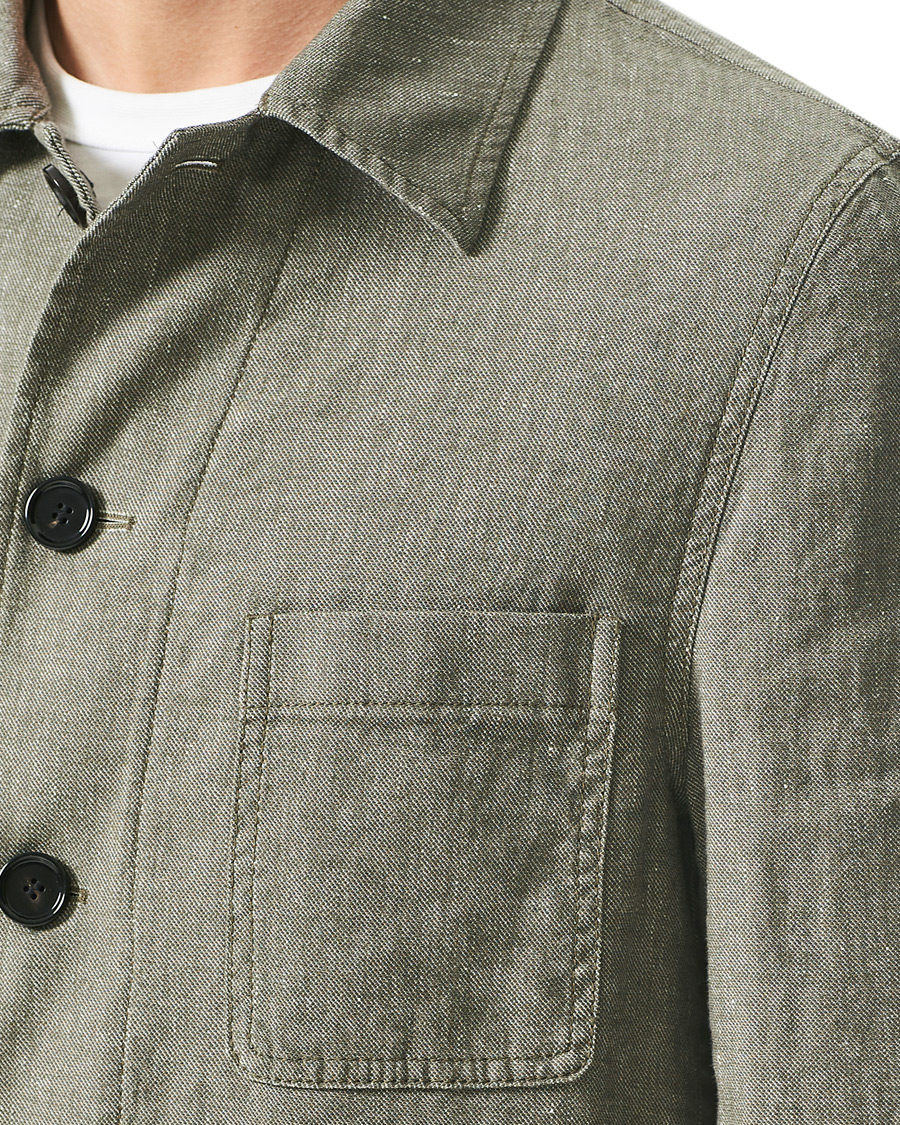 Herr | Kavajer | BOSS BLACK | BOSS Carper Cotton/Linen Workwear Jacket Open Green