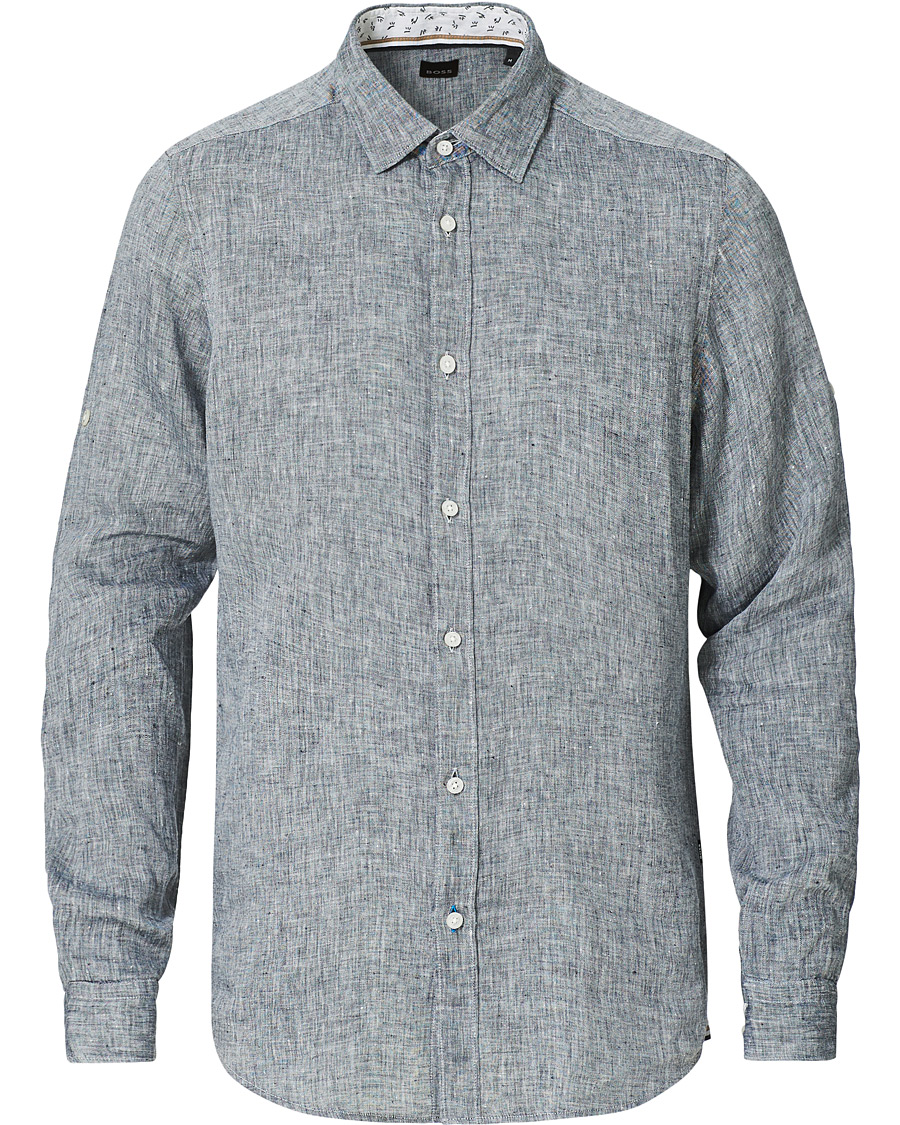Herr | Skjortor | BOSS BLACK | BOSS Lukas Linen Shirt Dark Blue