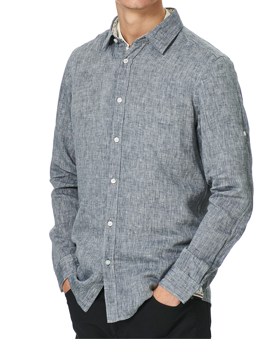 Herr | Skjortor | BOSS BLACK | BOSS Lukas Linen Shirt Dark Blue