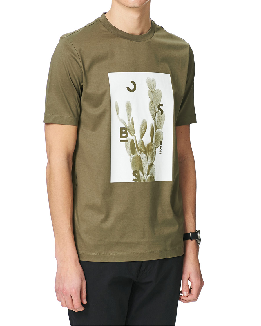 Herr | T-Shirts | BOSS BLACK | BOSS Tessler Photoprint Crew Neck Tee Open Green